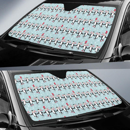 Penguin Skiing Design Car Sun Shade For Windshield