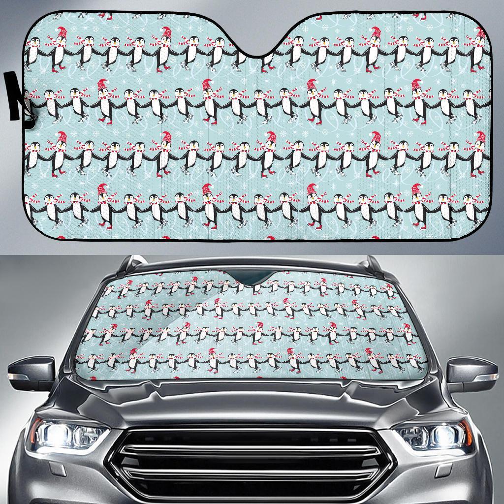 Penguin Skiing Design Car Sun Shade For Windshield