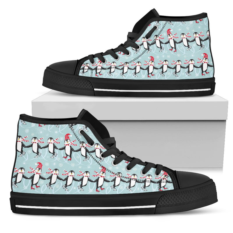 Penguin Skiing Design Women High Top Shoes