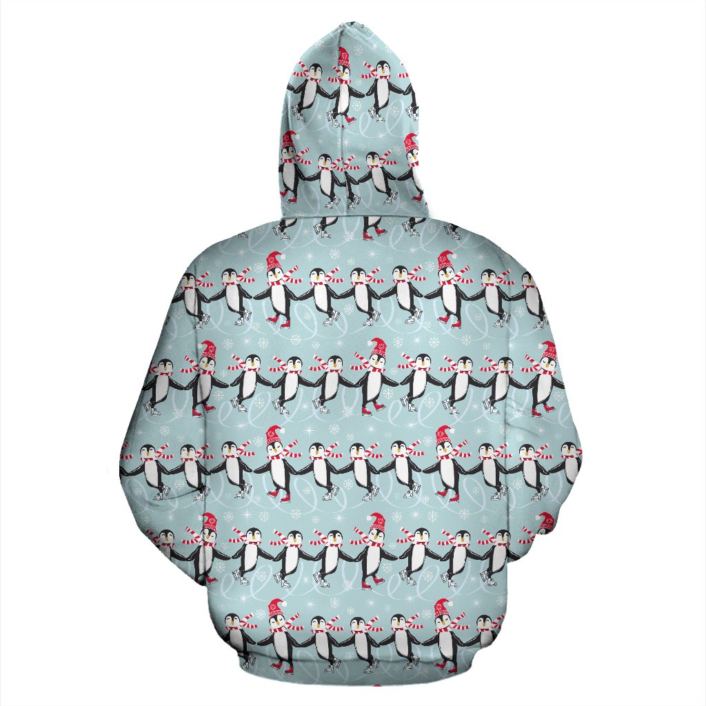 Penguin Skiing Design Zip Up Hoodie
