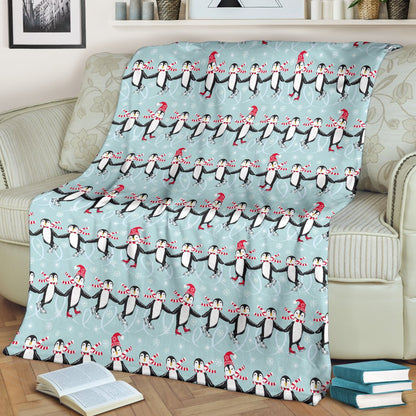 Penguin Sking Design Fleece Blanket