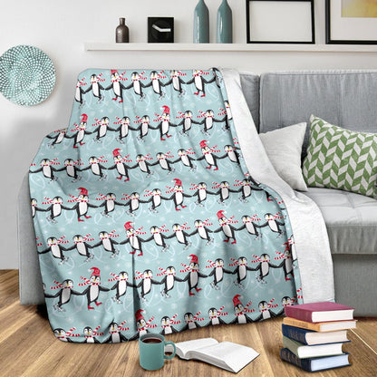 Penguin Sking Design Fleece Blanket