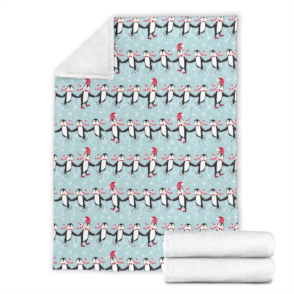 Penguin Sking Design Fleece Blanket