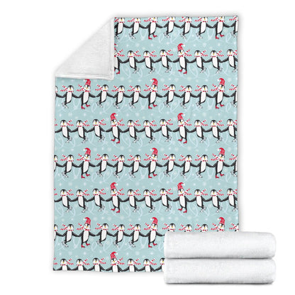 Penguin Sking Design Fleece Blanket
