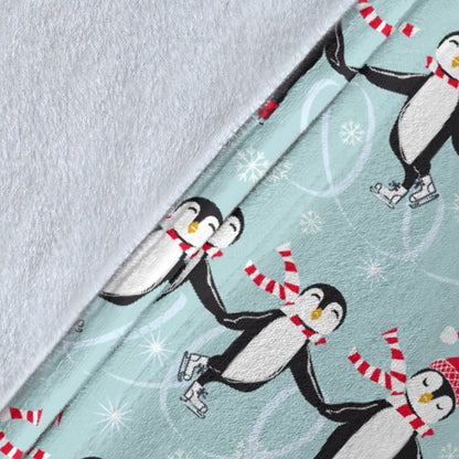 Penguin Sking Design Fleece Blanket