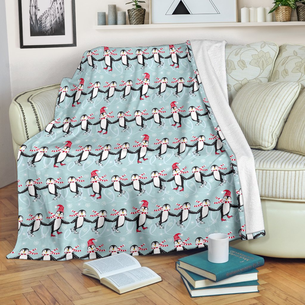 Penguin Sking Design Fleece Blanket