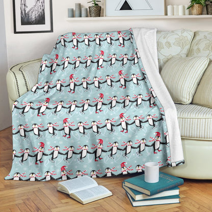 Penguin Sking Design Fleece Blanket