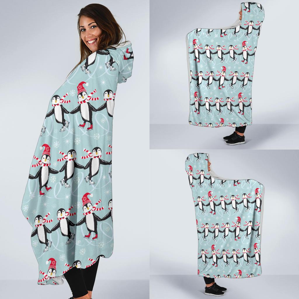 Penguin Sking Design Hooded Blanket-JTAMIGO.COM