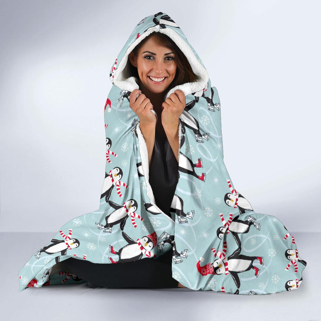 Penguin Sking Design Hooded Blanket-JTAMIGO.COM