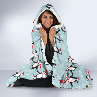 Penguin Sking Design Hooded Blanket-JTAMIGO.COM