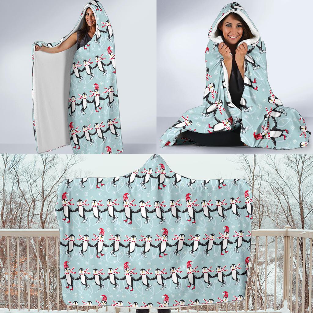 Penguin Sking Design Hooded Blanket-JTAMIGO.COM