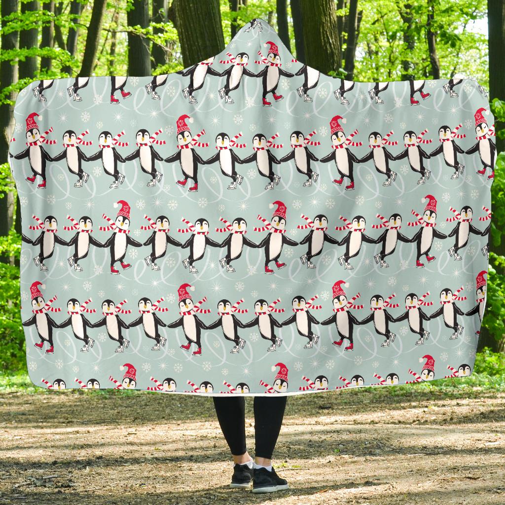Penguin Sking Design Hooded Blanket-JTAMIGO.COM
