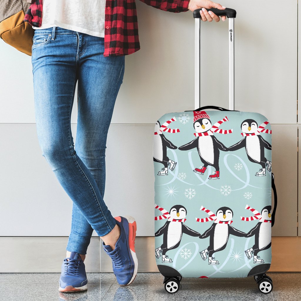 Penguin Sking Design Luggage Cover Protector