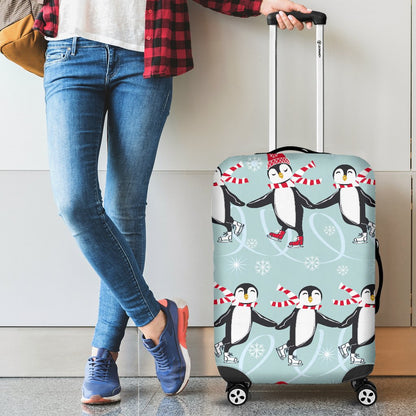 Penguin Sking Design Luggage Cover Protector
