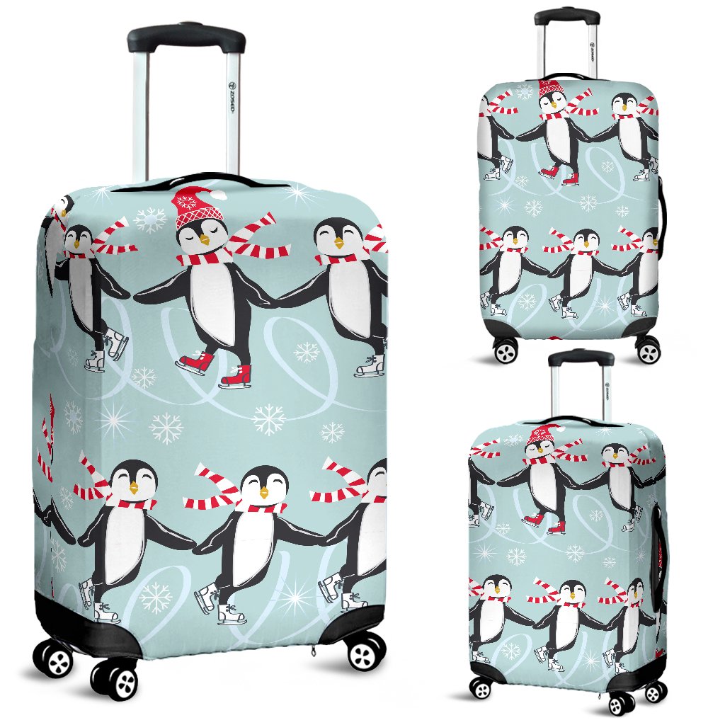 Penguin Sking Design Luggage Cover Protector