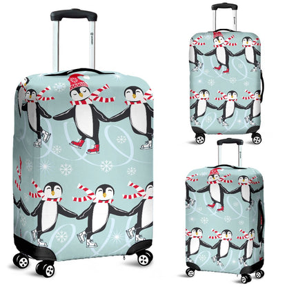 Penguin Sking Design Luggage Cover Protector