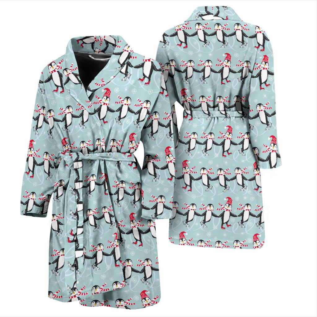 Penguin Sking Design Men Bath Robe-JTAMIGO.COM