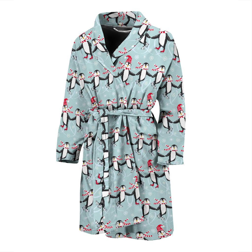 Penguin Sking Design Men Bath Robe-JTAMIGO.COM
