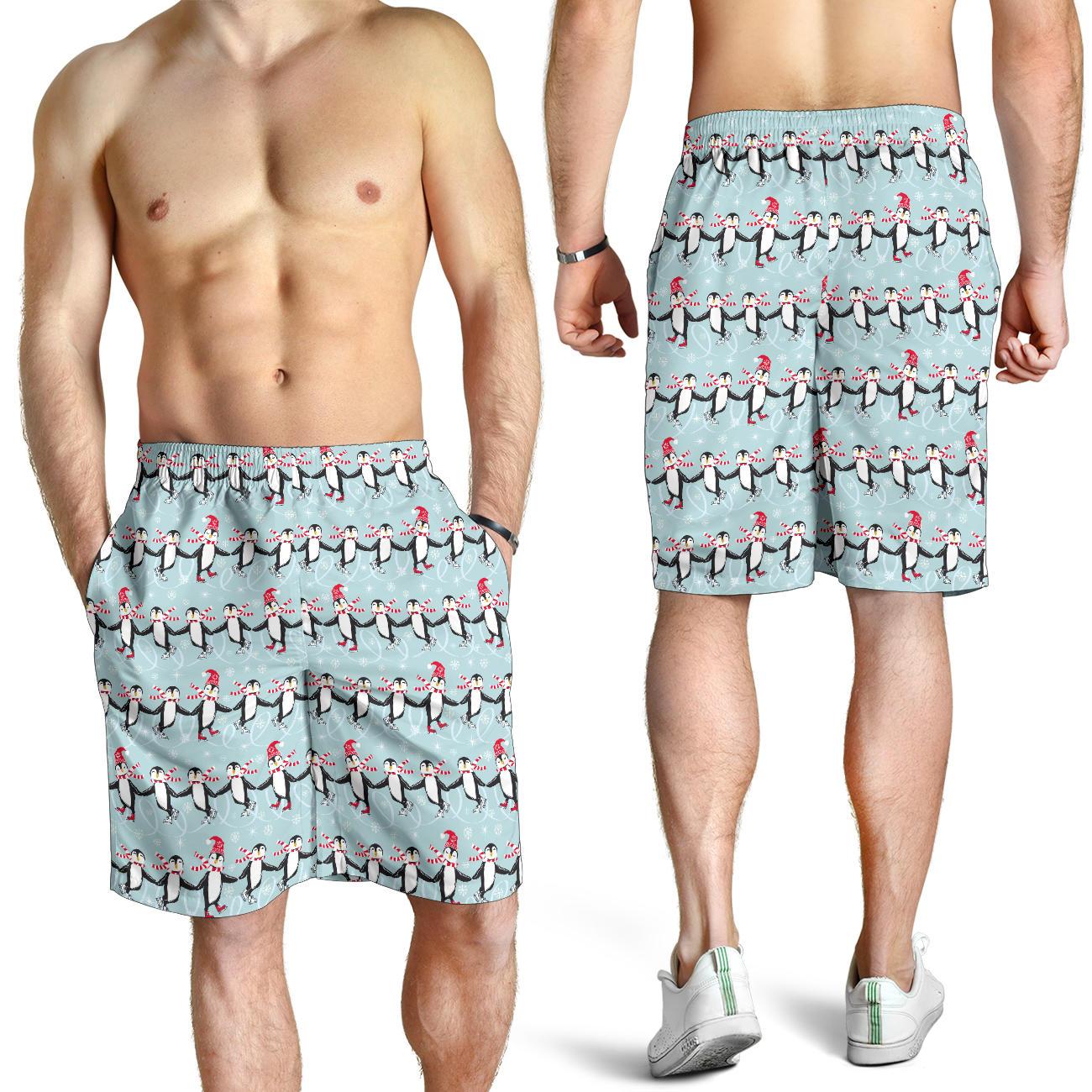 Penguin Sking Design Mens Shorts-JTAMIGO.COM