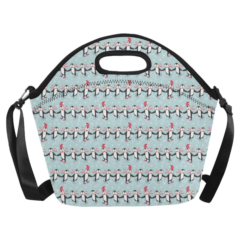 Penguin Sking Design Neoprene Lunch Bag (Model 1669)(Large)-JTAMIGO.COM