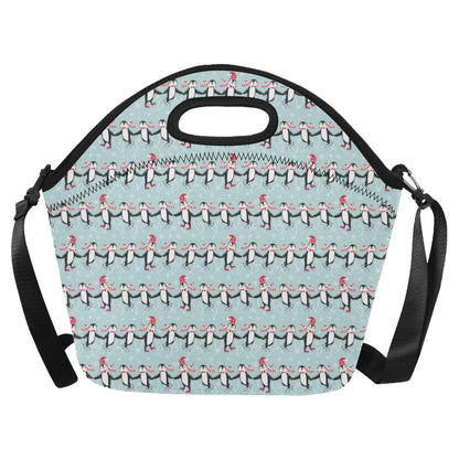 Penguin Sking Design Neoprene Lunch Bag (Model 1669)(Large)-JTAMIGO.COM