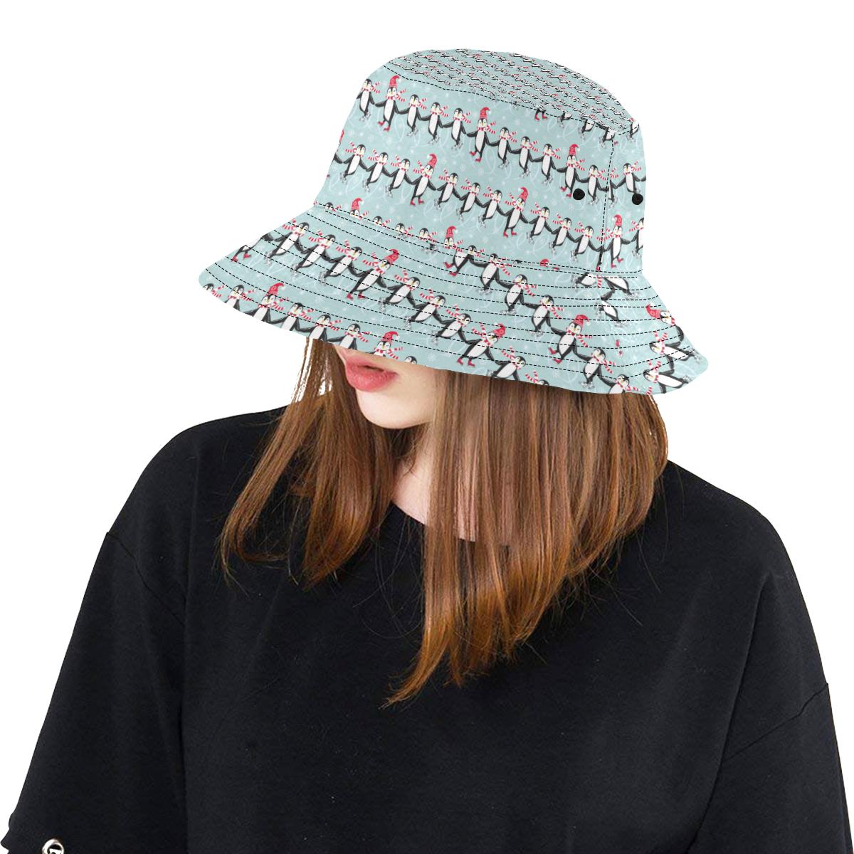 Penguin Sking Design Unisex Bucket Hat