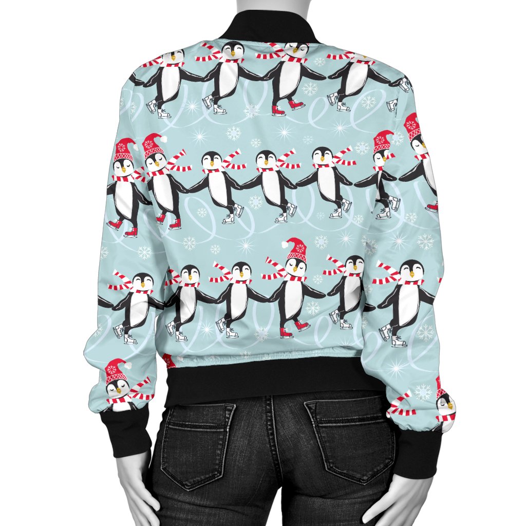 Penguin Sking Design Women Casual Bomber Jacket