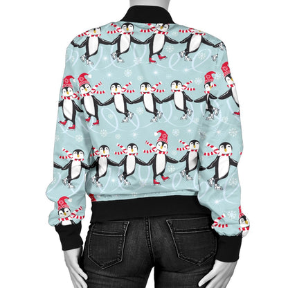 Penguin Sking Design Women Casual Bomber Jacket