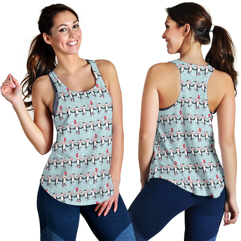 Penguin Sking Design Women Racerback Tank Top