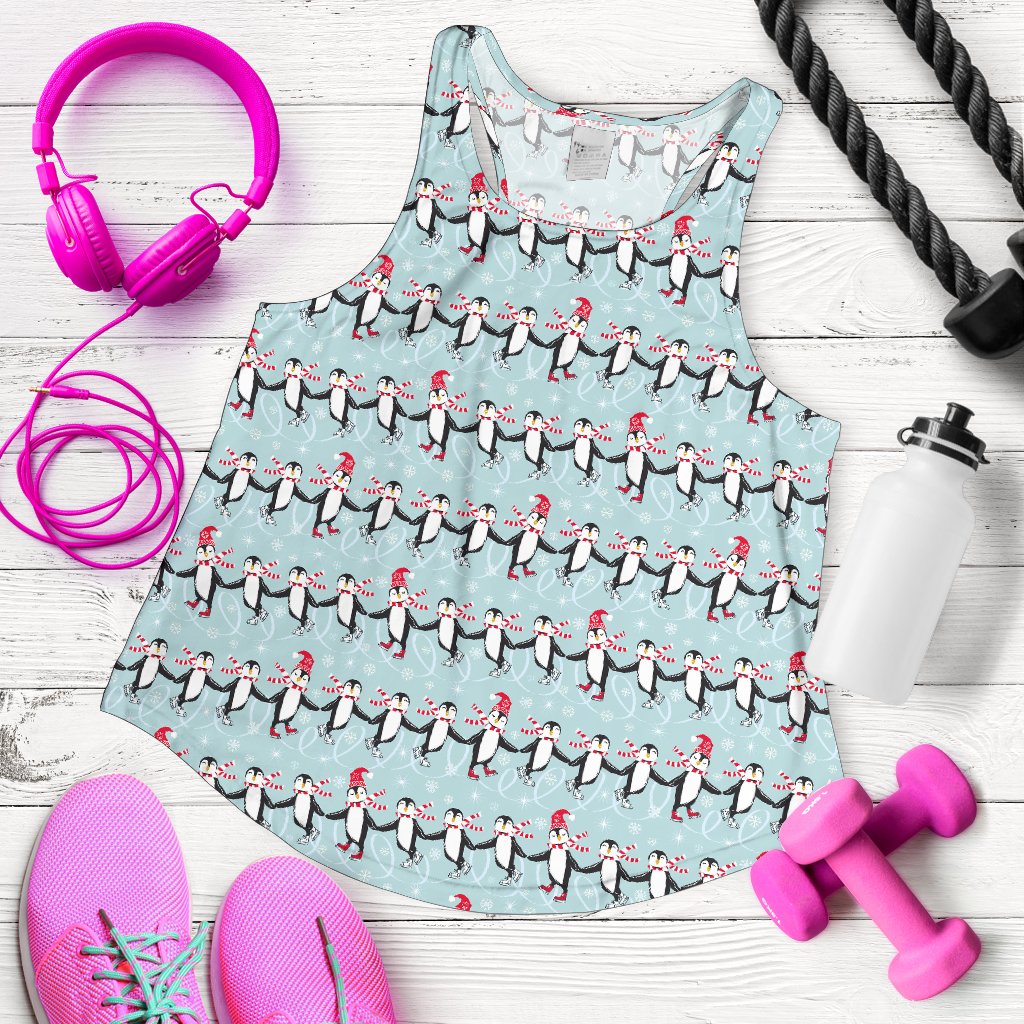 Penguin Sking Design Women Racerback Tank Top