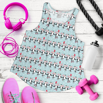 Penguin Sking Design Women Racerback Tank Top