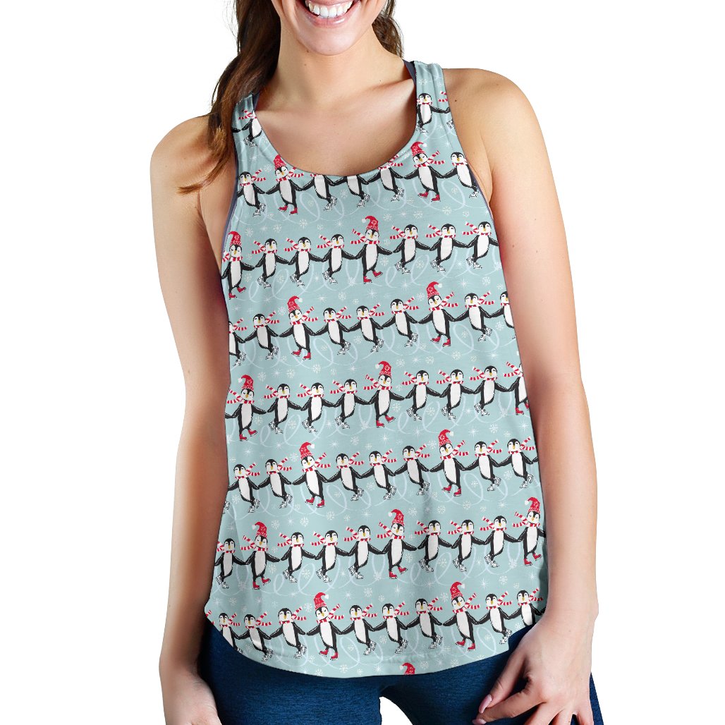 Penguin Sking Design Women Racerback Tank Top