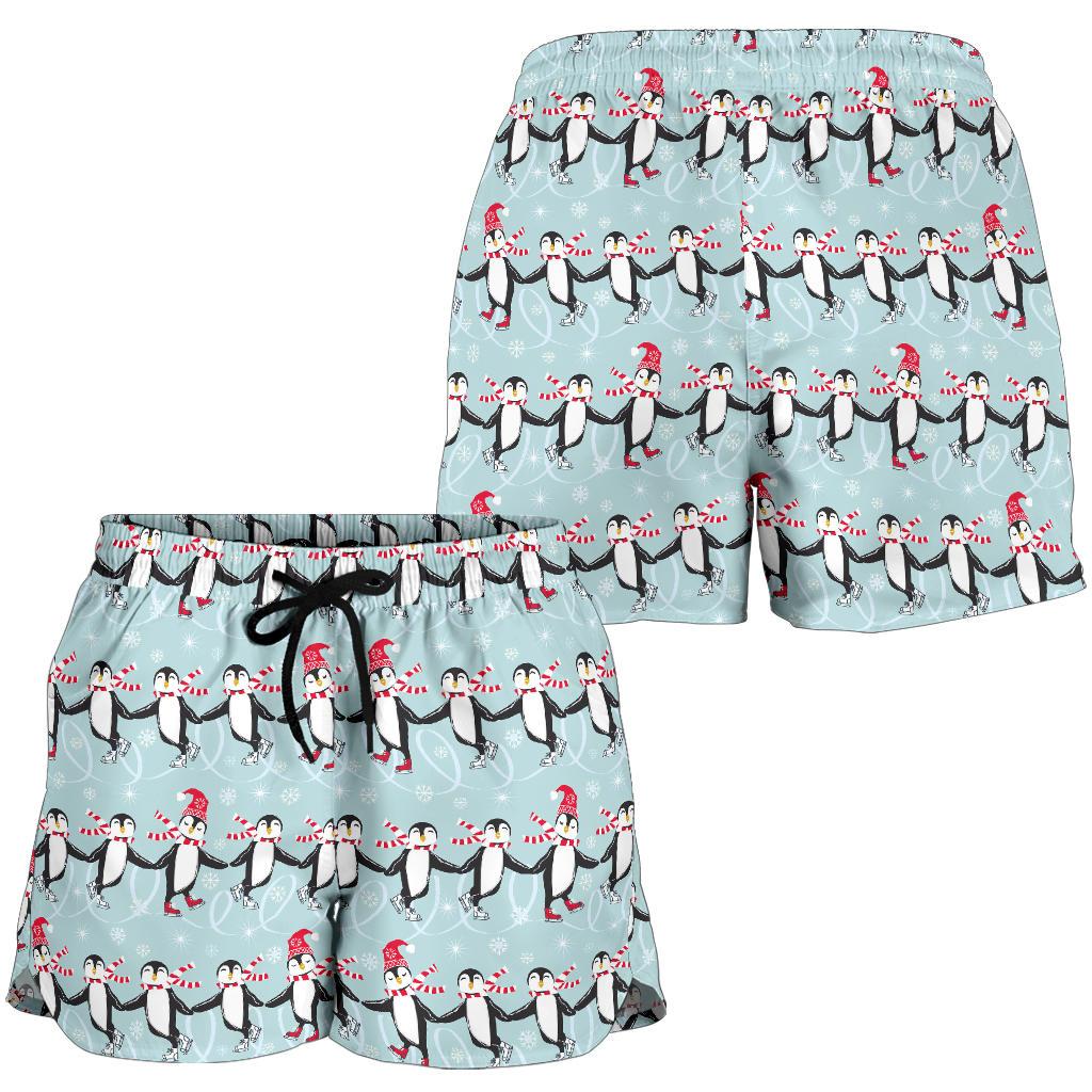 Penguin Sking Design Women Shorts-JTAMIGO.COM