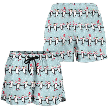 Penguin Sking Design Women Shorts-JTAMIGO.COM