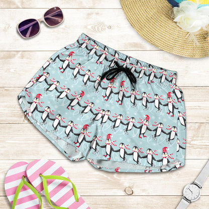 Penguin Sking Design Women Shorts-JTAMIGO.COM