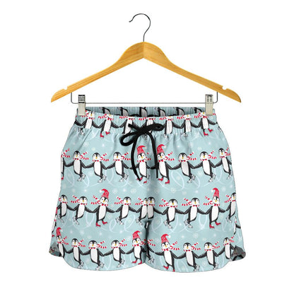 Penguin Sking Design Women Shorts-JTAMIGO.COM