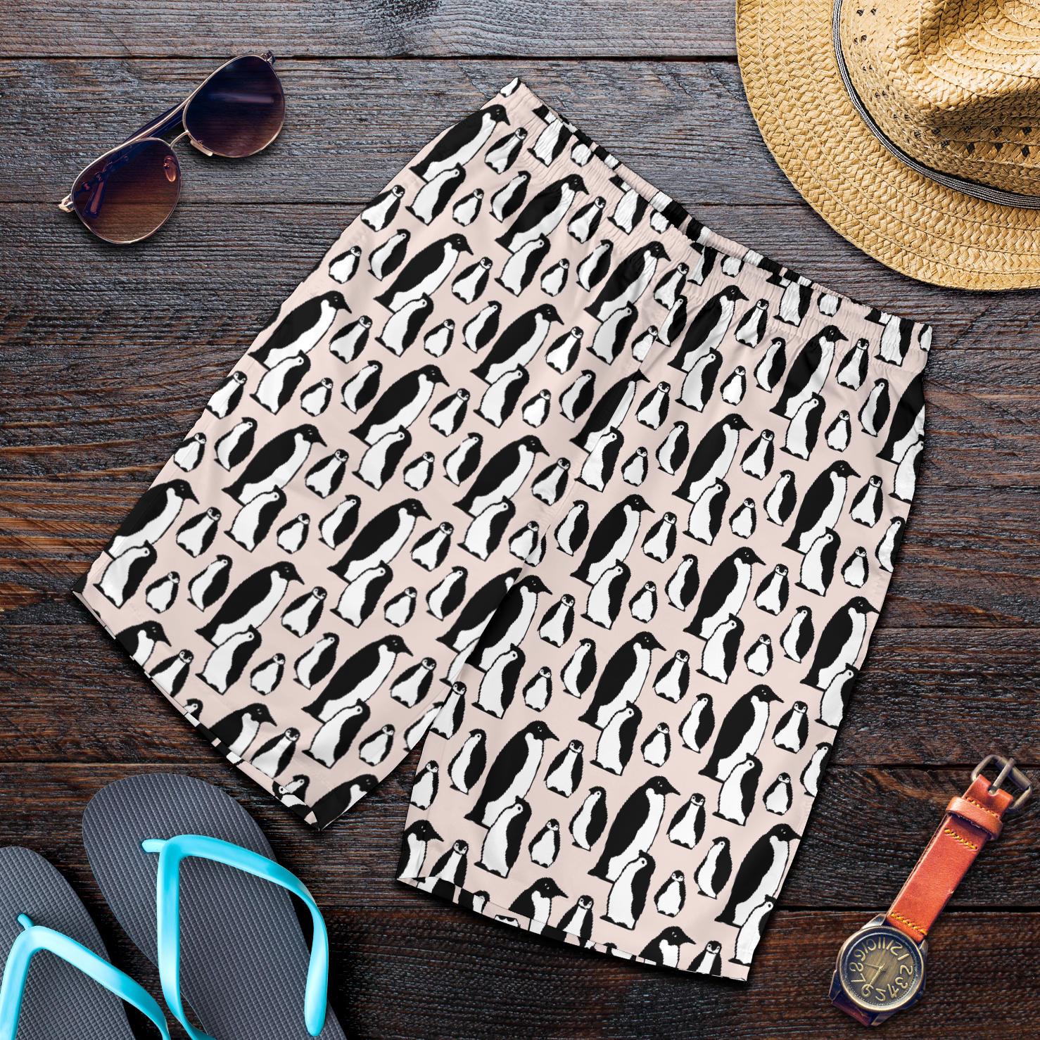 Penguin Themed Mens Shorts-JTAMIGO.COM