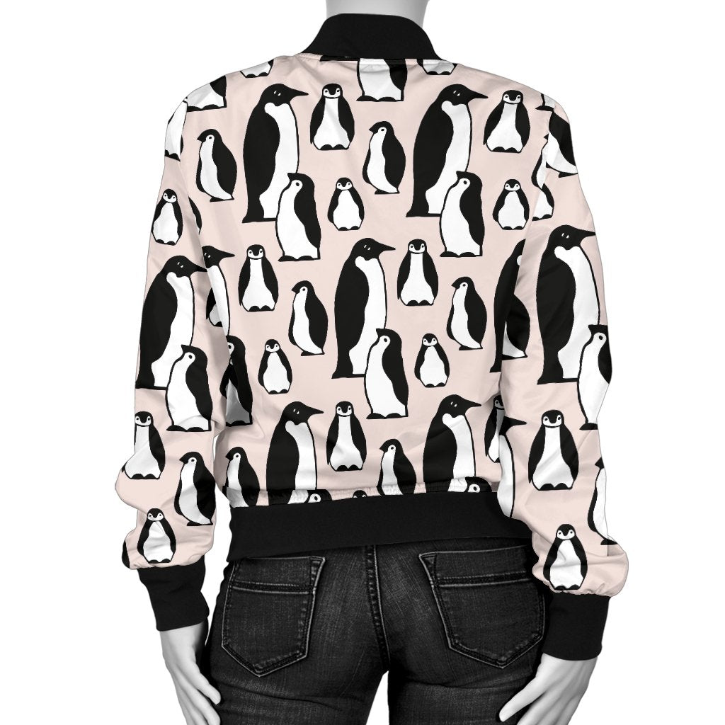Penguin Themed Women Casual Bomber Jacket