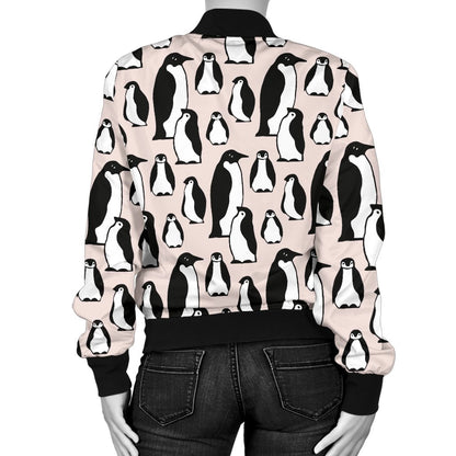 Penguin Themed Women Casual Bomber Jacket
