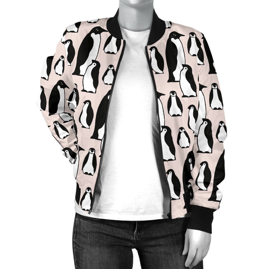 Penguin Themed Women Casual Bomber Jacket