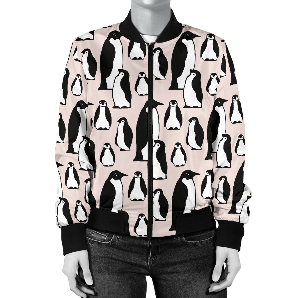Penguin Themed Women Casual Bomber Jacket