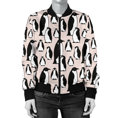 Penguin Themed Women Casual Bomber Jacket