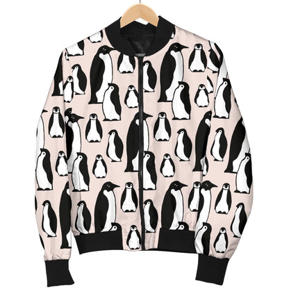 Penguin Themed Women Casual Bomber Jacket