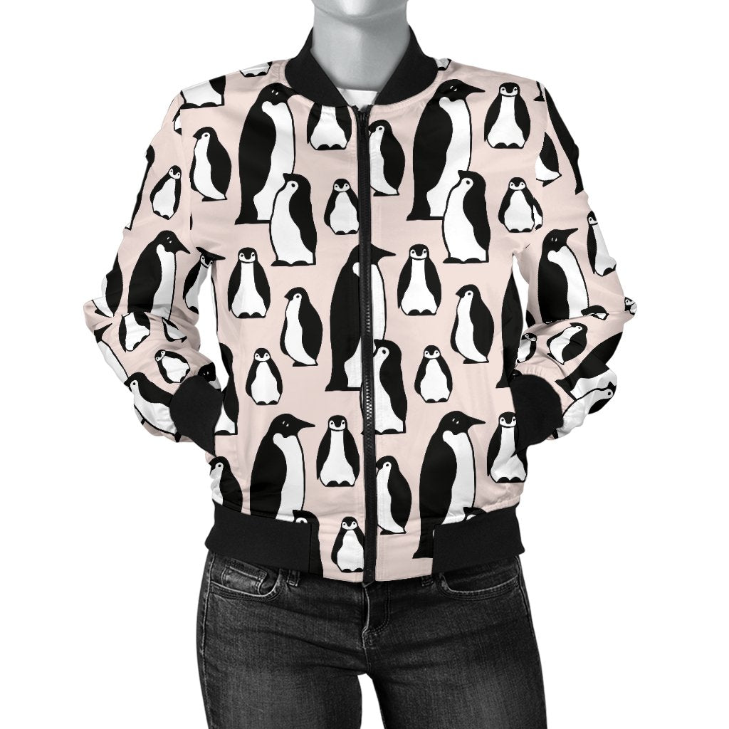 Penguin Themed Women Casual Bomber Jacket