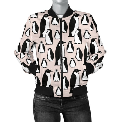 Penguin Themed Women Casual Bomber Jacket