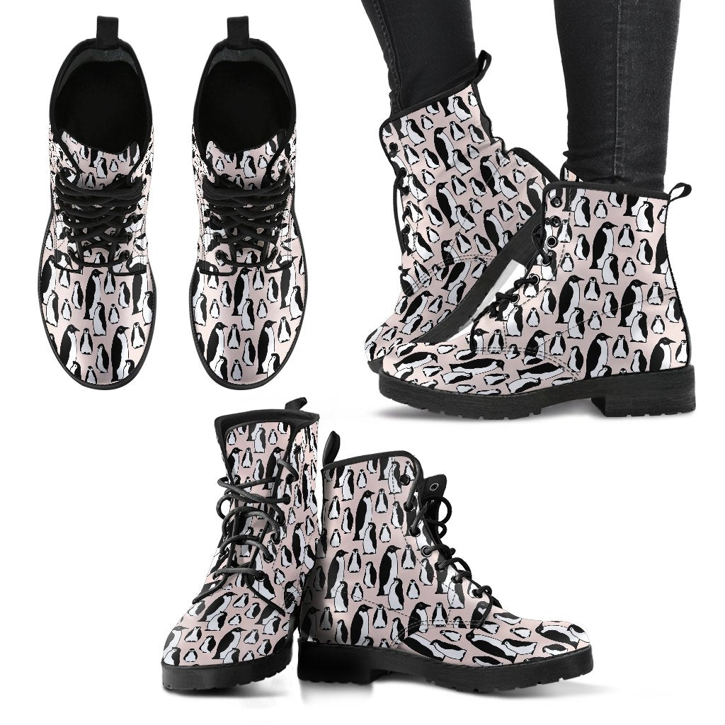 Penguin Themed Women Leather Boots-JTAMIGO.COM
