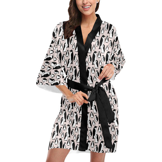 Penguin Themed Women Short Kimono Robe