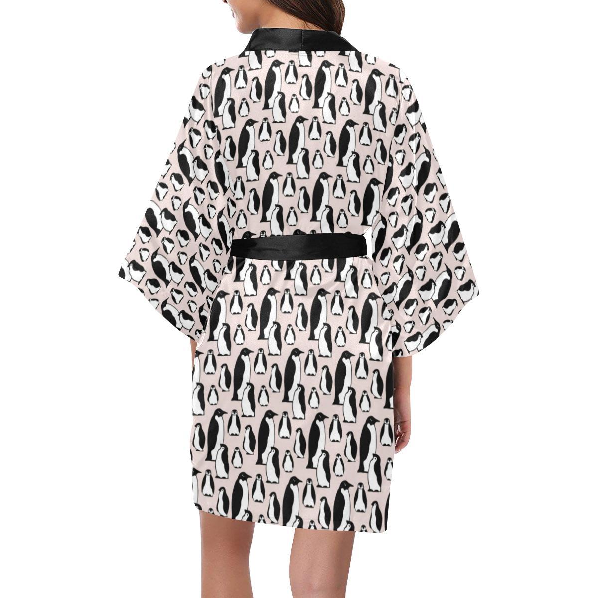 Penguin Themed Women Short Kimono Robe