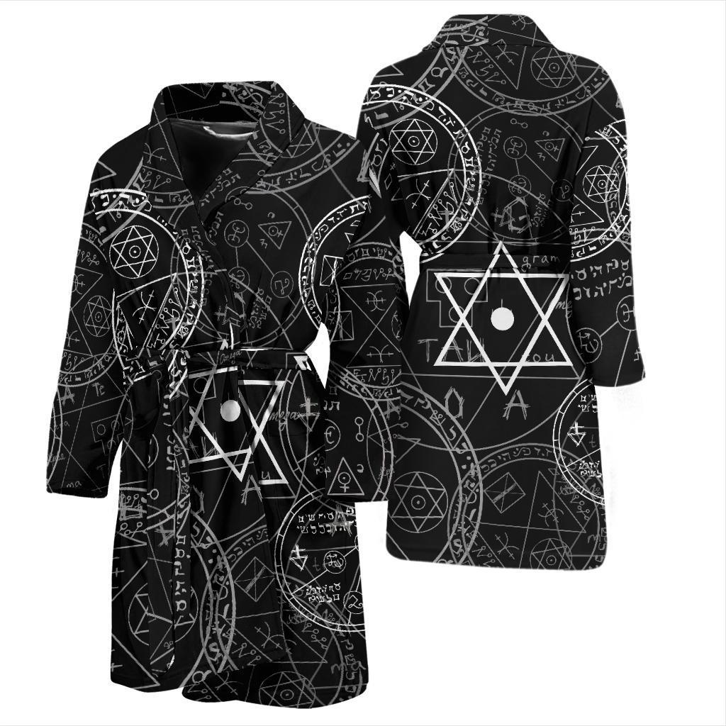 Pentagram Pattern Print Design A01 Men Bathrobe-JORJUNE.COM