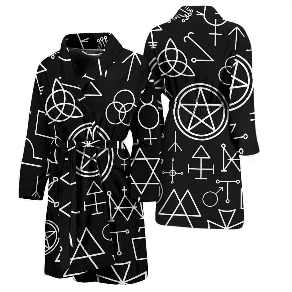Pentagram Pattern Print Design A02 Men Bathrobe-JORJUNE.COM